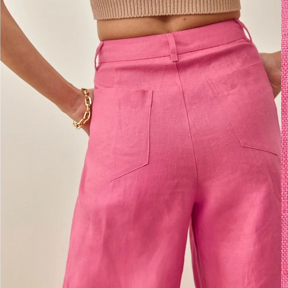 Reformation Petites Tommy Linen pink Pant 2P